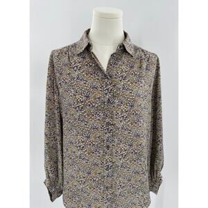 & Other Stories Silk Floral Blouse Long Sleeve Top Button up Shirt White 4 S